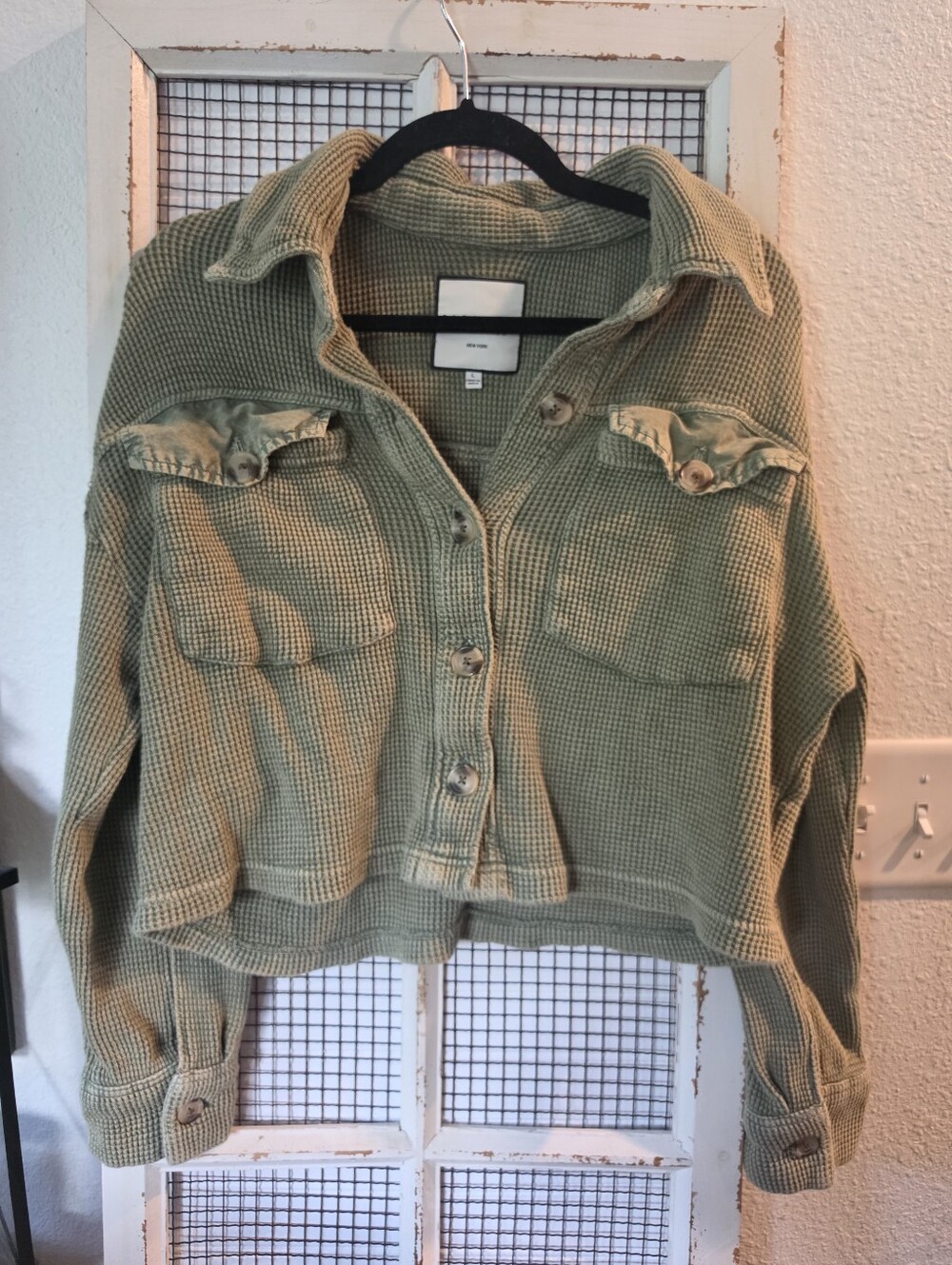 Waffle Knit Button Down